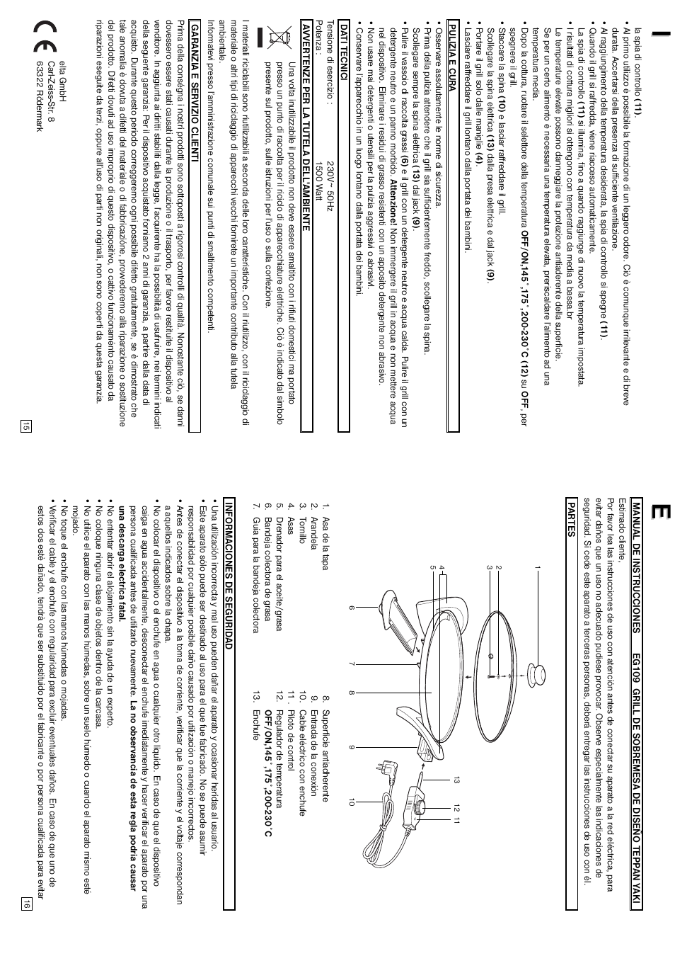 Ie e | Elta Table Top Grill User Manual | Page 9 / 16