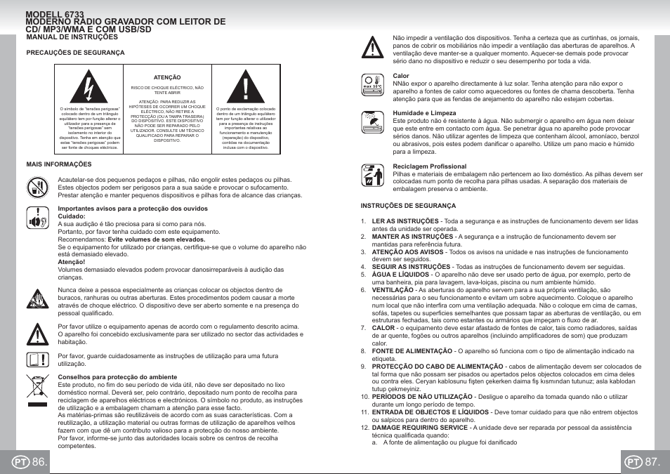Elta 6733_im p086,87_pt.pdf | Elta 6733 User Manual | Page 44 / 99
