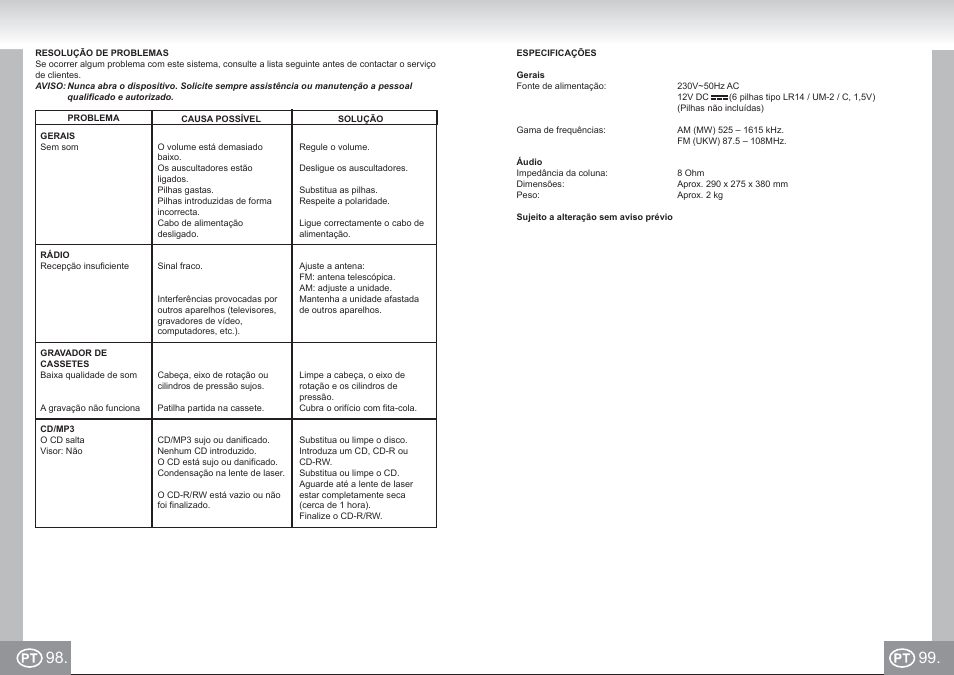 Elta 6733_im p098,99_pt.pdf | Elta 6733 User Manual | Page 50 / 99
