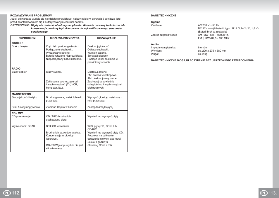 Elta 6733_im p112,113_pl.pdf | Elta 6733 User Manual | Page 57 / 99