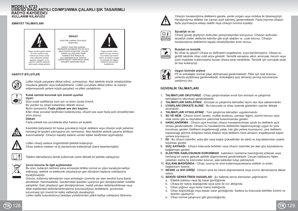 Elta 6733_im p128,129_tr.pdf | Elta 6733 User Manual | Page 65 / 99