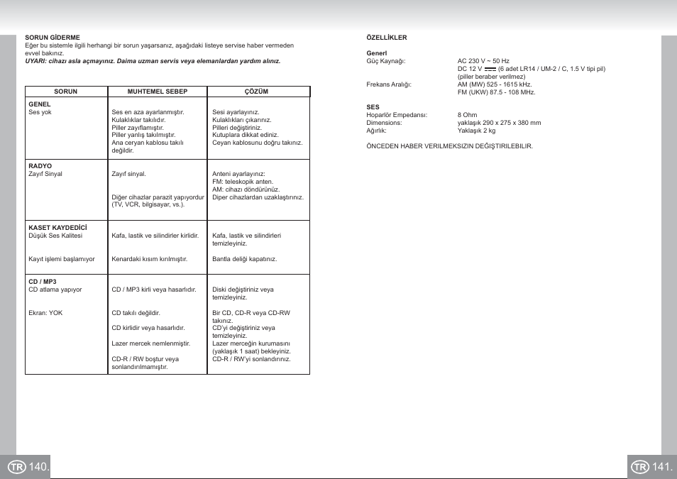 Elta 6733_im p140,141_tr.pdf | Elta 6733 User Manual | Page 71 / 99