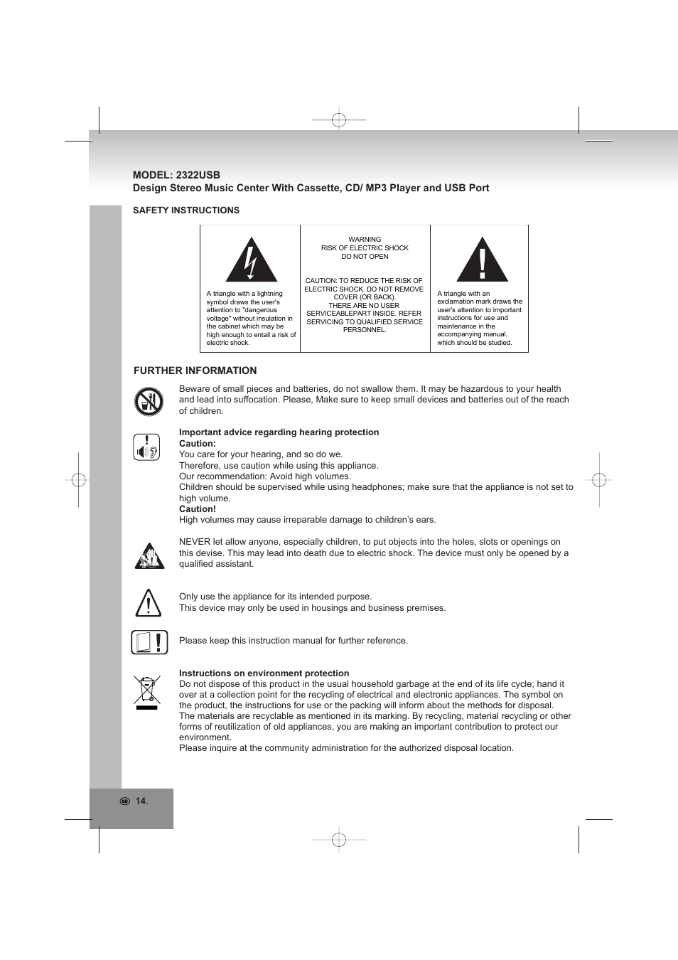 Elta 2322USB User Manual | Page 14 / 170