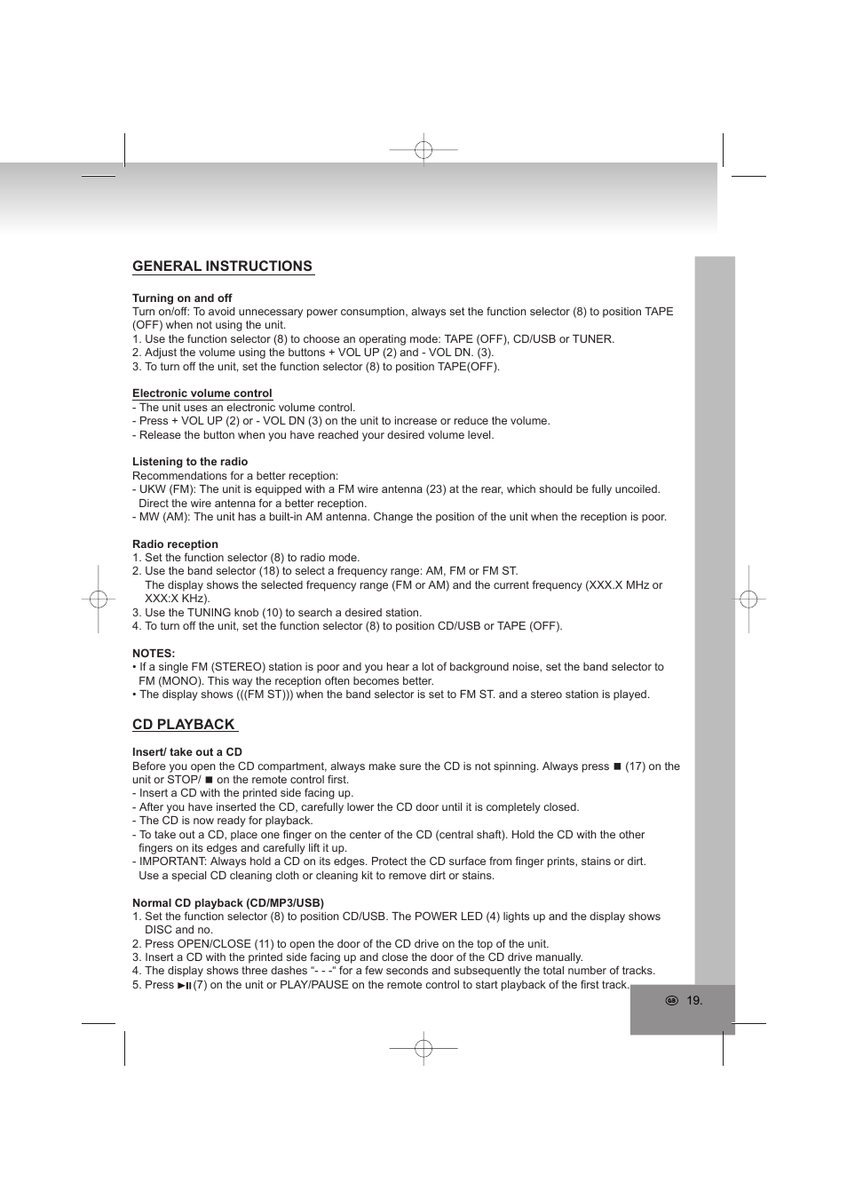 Elta 2322USB User Manual | Page 19 / 170