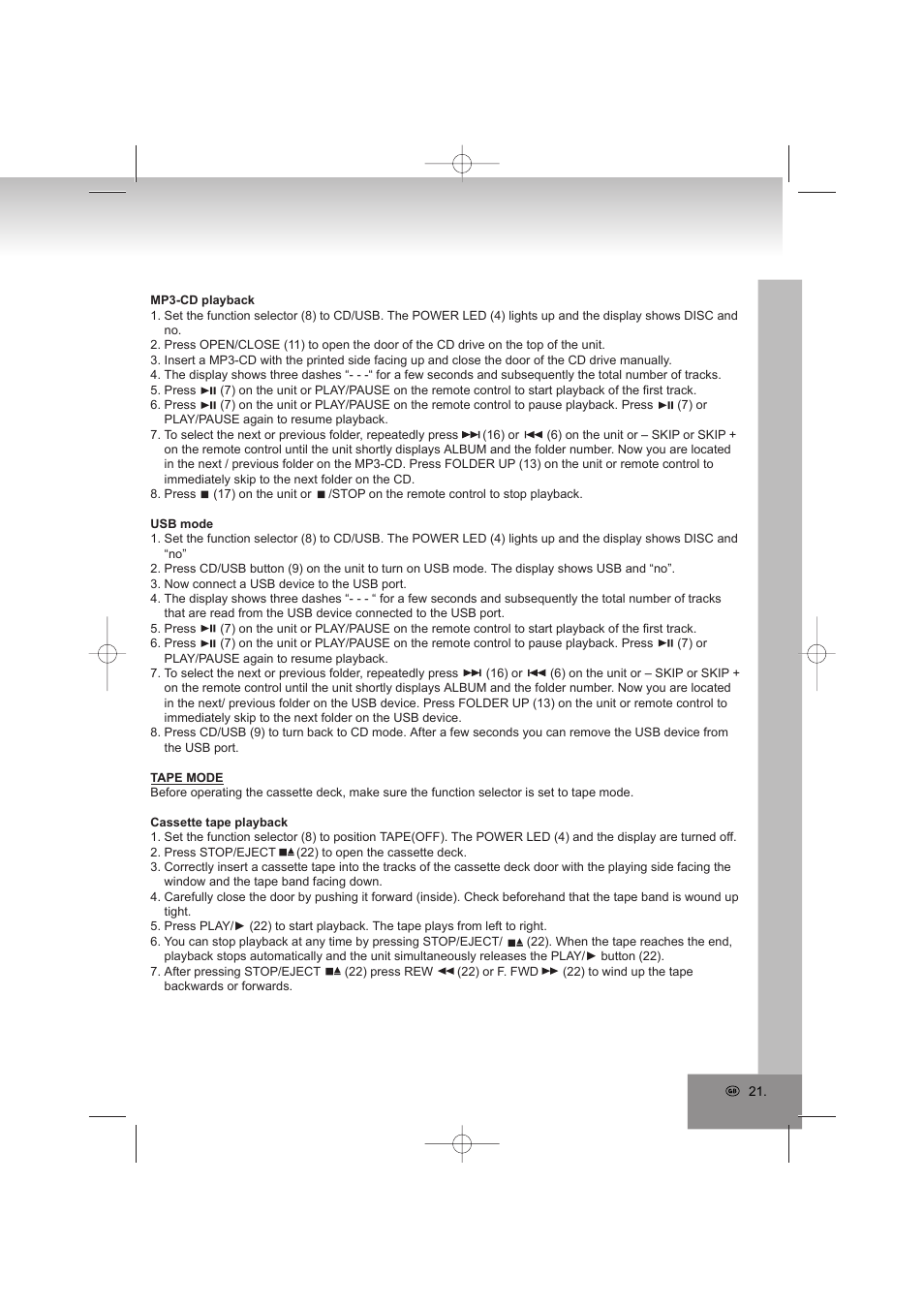 Elta 2322USB User Manual | Page 21 / 170