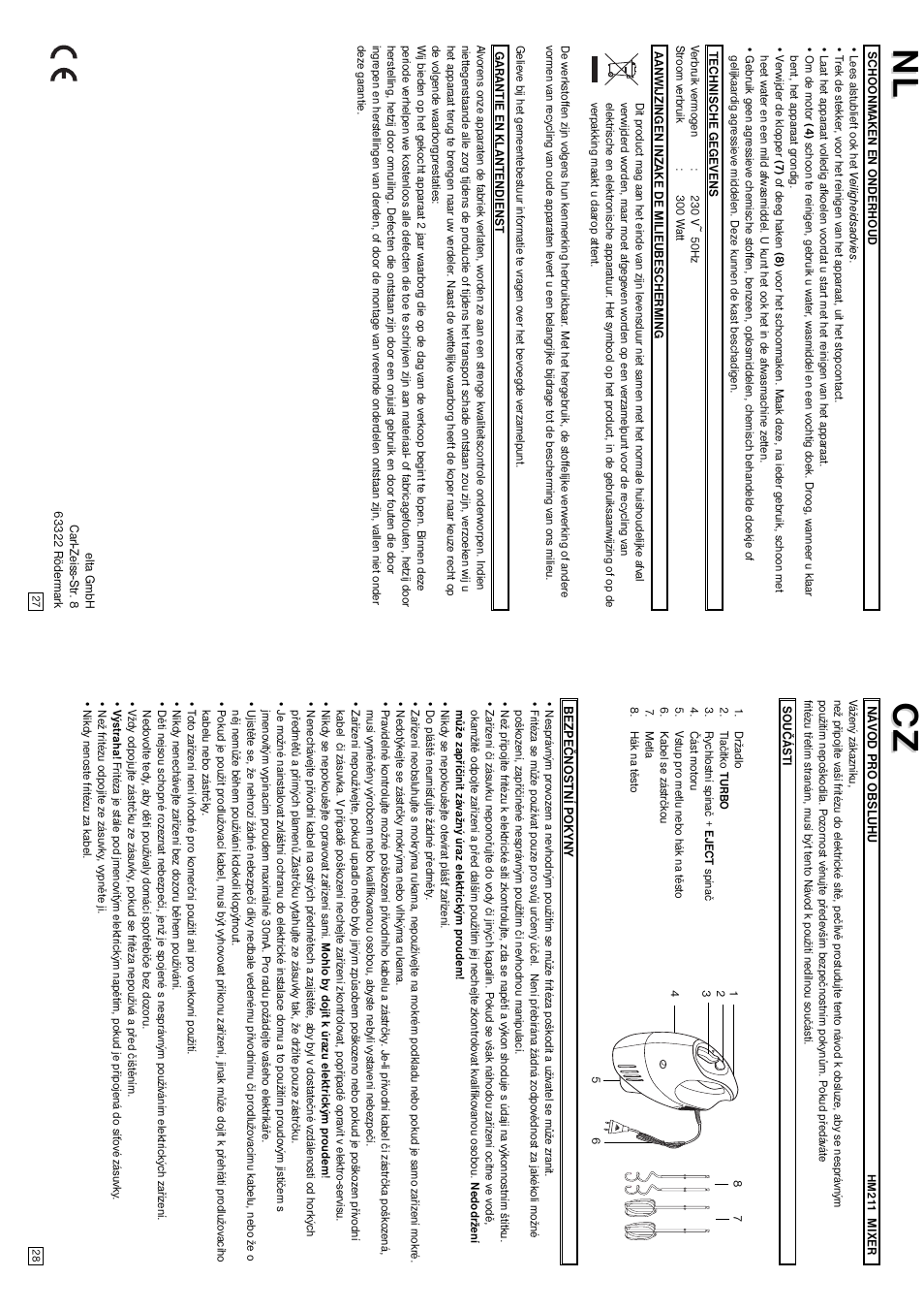 Nl cz cz | Elta HM211 User Manual | Page 15 / 22