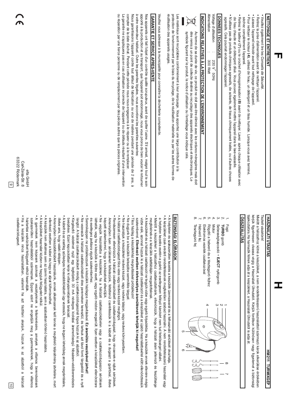 Hf f | Elta HM211 User Manual | Page 6 / 22