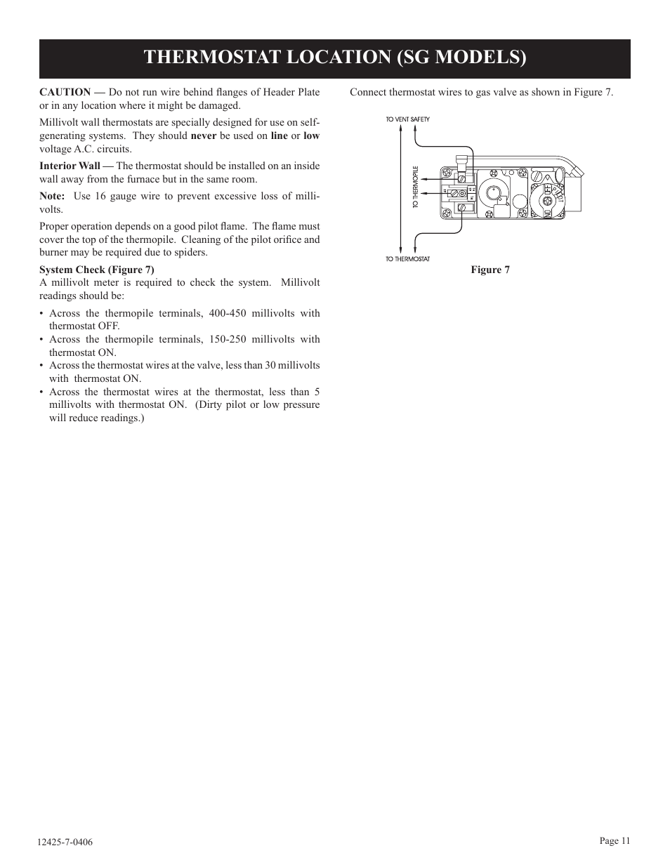 Thermostat location (sg models) | Empire Products GWT-25-2 User Manual | Page 11 / 20