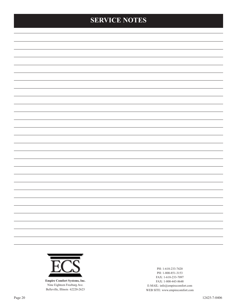 Empire Products GWT-25-2 User Manual | Page 20 / 20