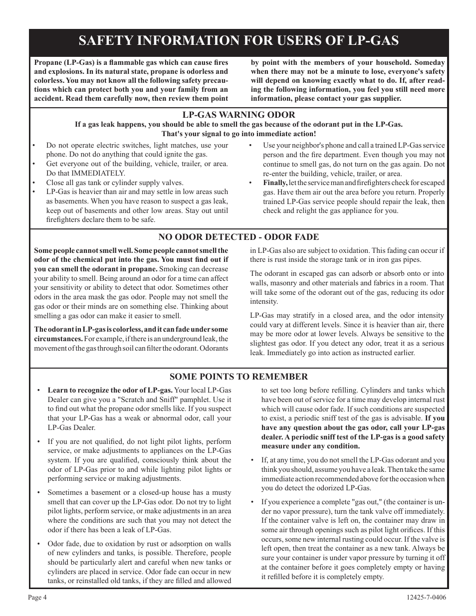 Safety information for users of lp-gas | Empire Products GWT-25-2 User Manual | Page 4 / 20