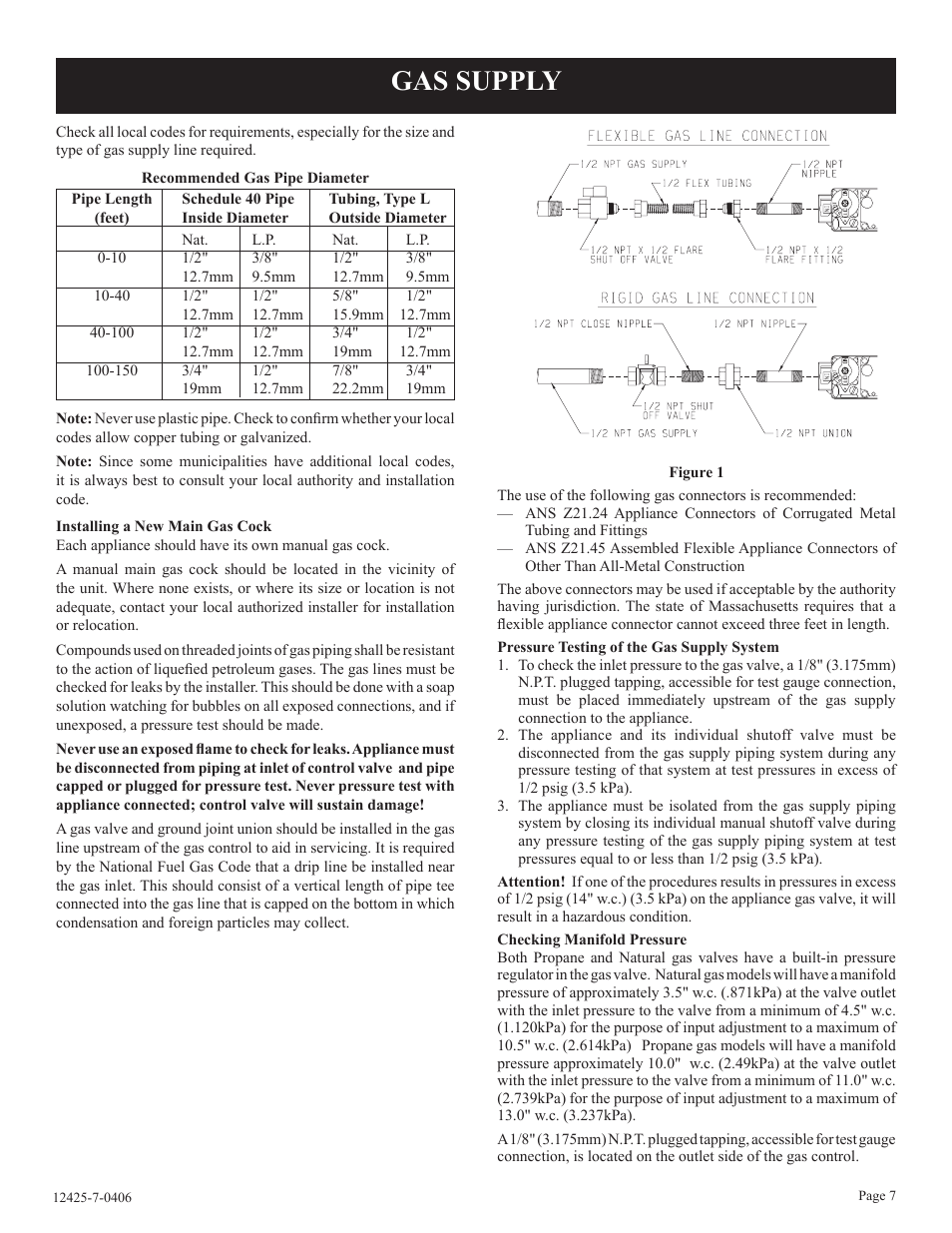 Gas supply | Empire Products GWT-25-2 User Manual | Page 7 / 20