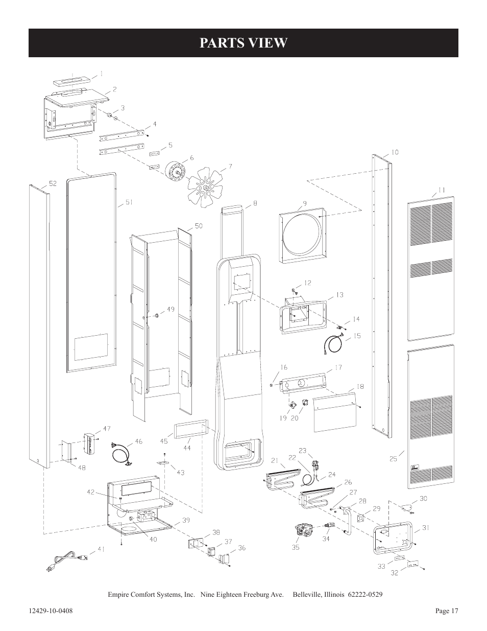 Parts view | Empire Products FAW-55IP User Manual | Page 17 / 20