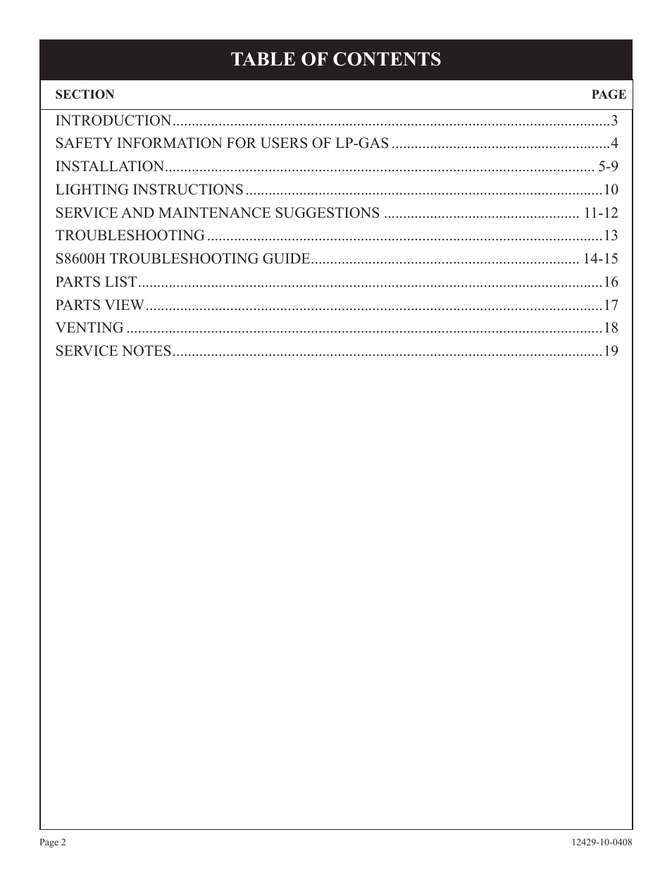 Empire Products FAW-55IP User Manual | Page 2 / 20