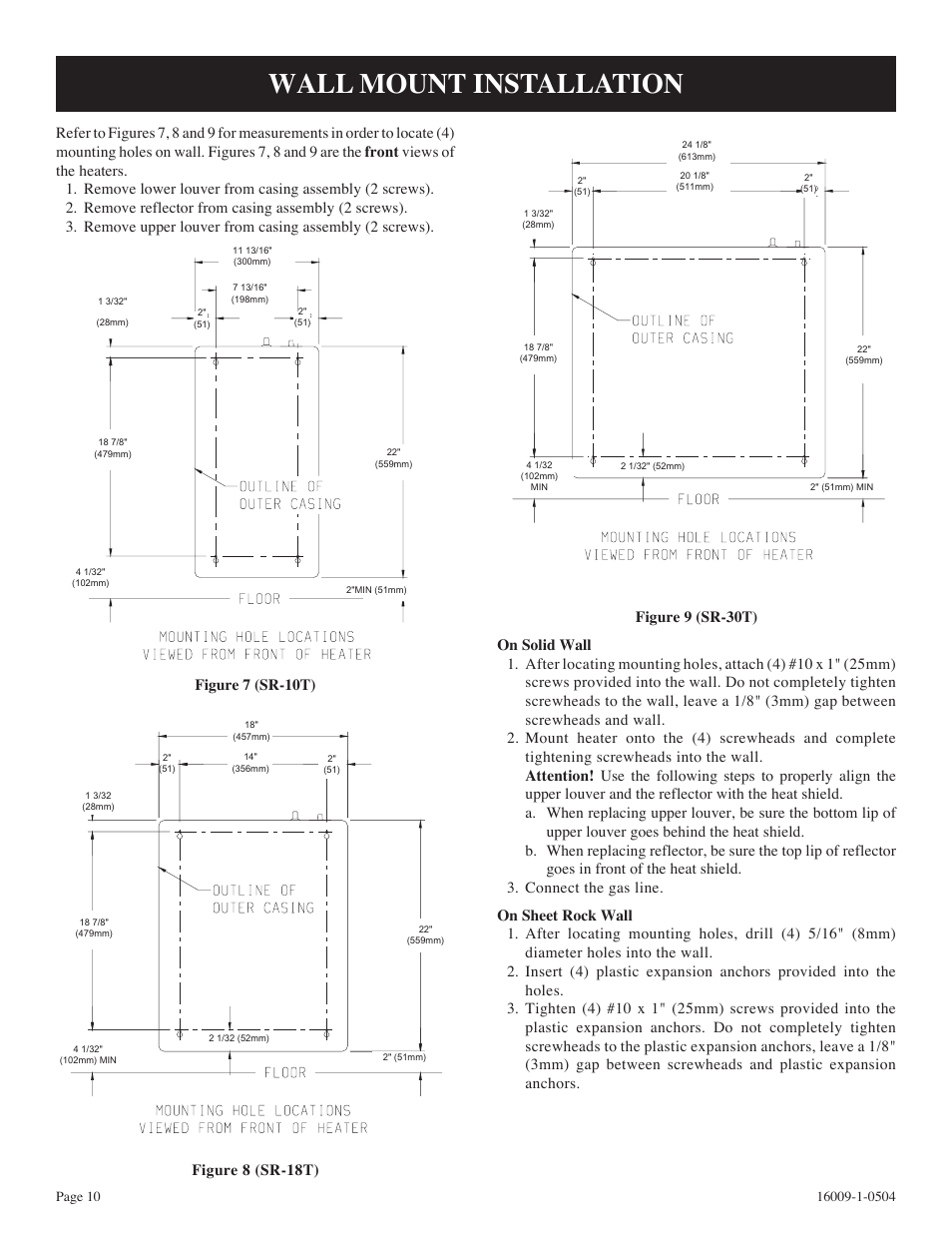 Wall mount installation | Empire Products SR-18T-3 User Manual | Page 10 / 24