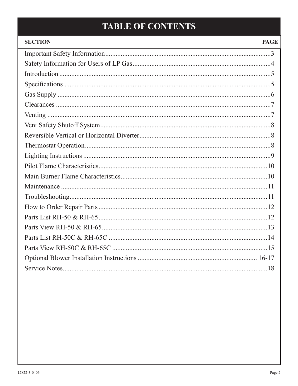 Empire Products RH-50-6 User Manual | Page 2 / 20