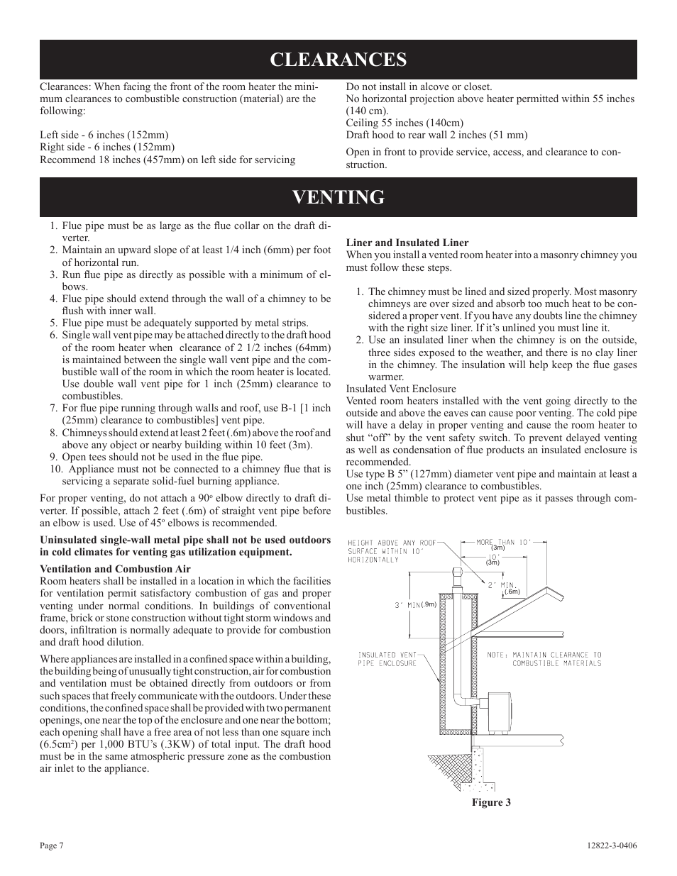 Clearances, Venting | Empire Products RH-50-6 User Manual | Page 7 / 20