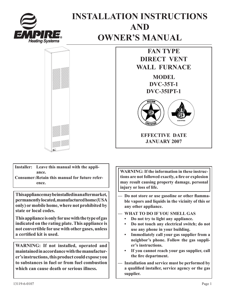 Empire Products DVC-35T-1 User Manual | 24 pages
