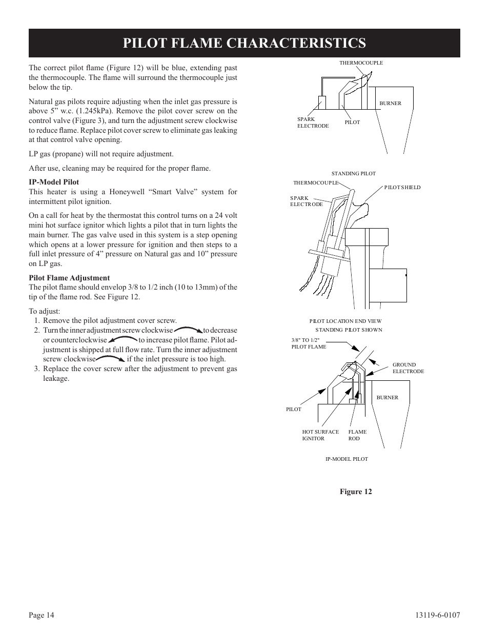 Pilot flame characteristics | Empire Products DVC-35T-1 User Manual | Page 14 / 24