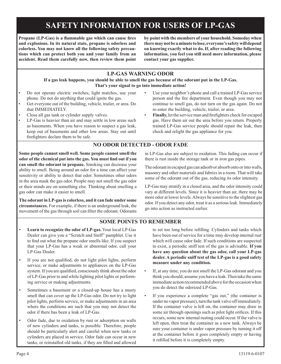 Safety information for users of lp-gas | Empire Products DVC-35T-1 User Manual | Page 4 / 24