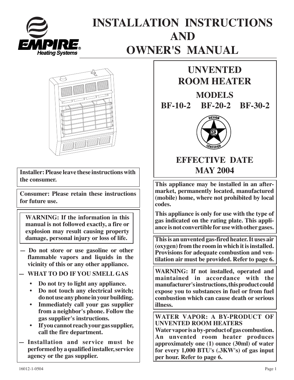 Empire Products BF-30-2 User Manual | 20 pages
