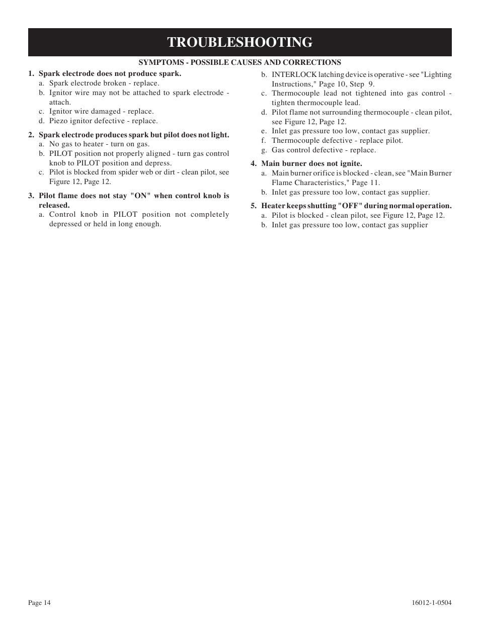 Troubleshooting | Empire Products BF-30-2 User Manual | Page 14 / 20