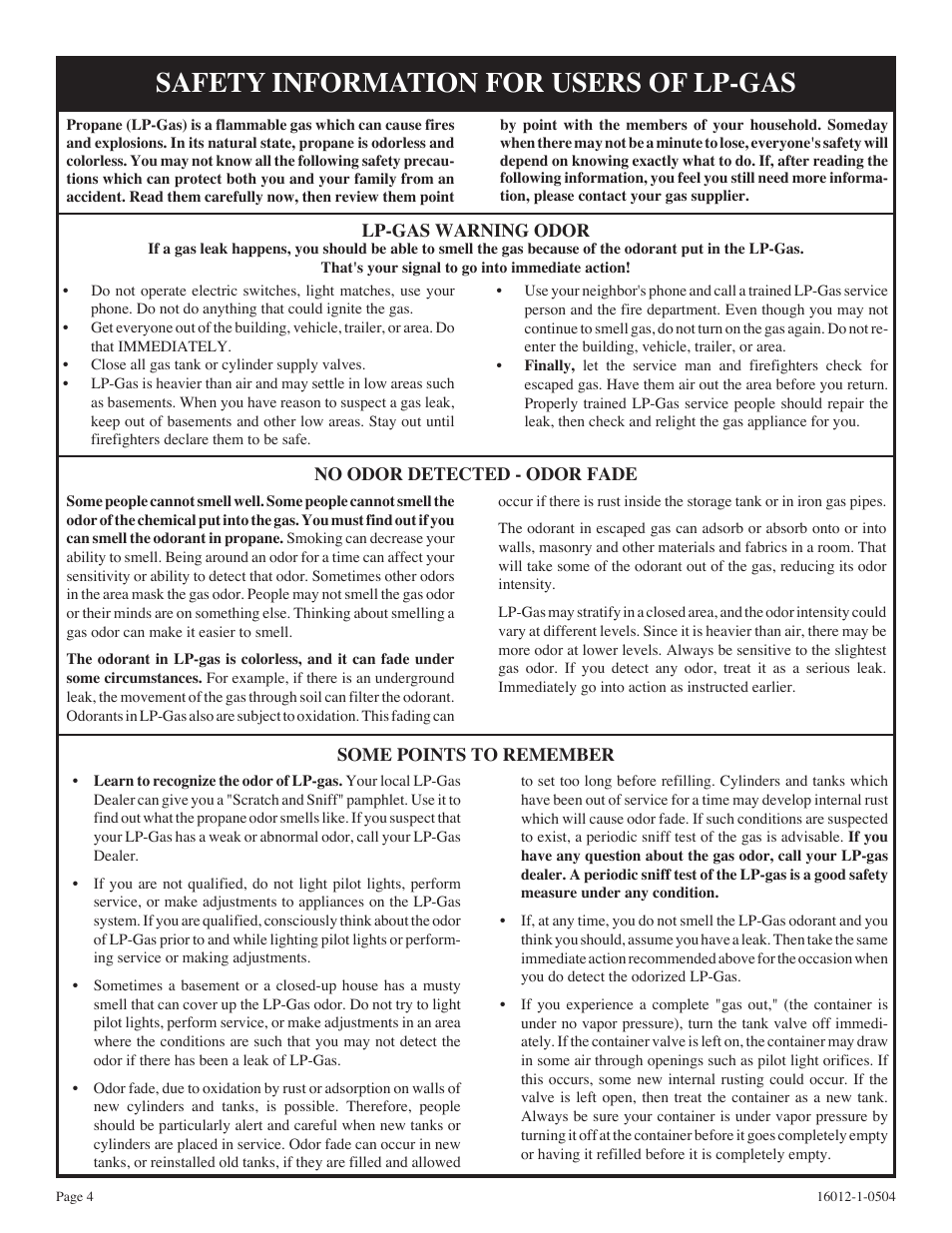 Safety information for users of lp-gas | Empire Products BF-30-2 User Manual | Page 4 / 20