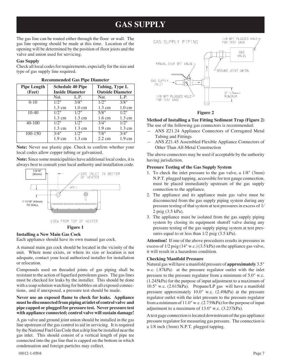 Gas supply | Empire Products BF-30-2 User Manual | Page 7 / 20