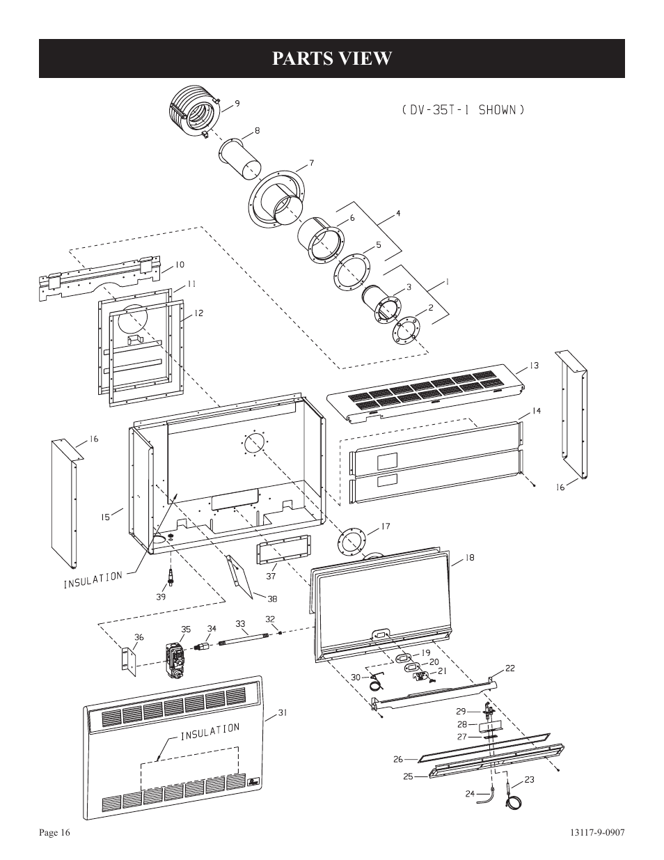 Parts view | Empire Products DV-25T-1 User Manual | Page 16 / 20