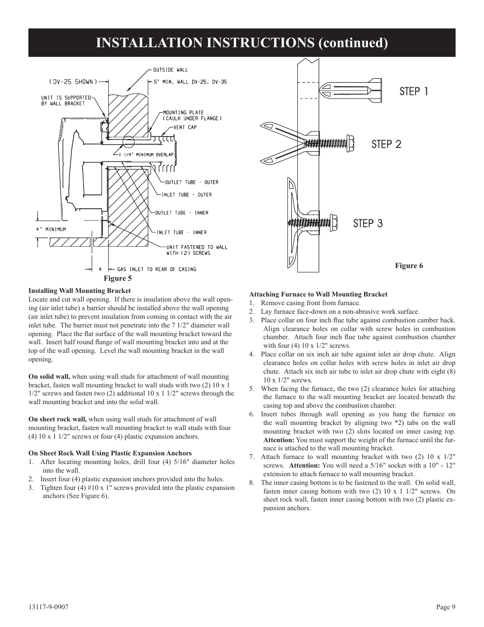 Installation instructions (continued) | Empire Products DV-25T-1 User Manual | Page 9 / 20