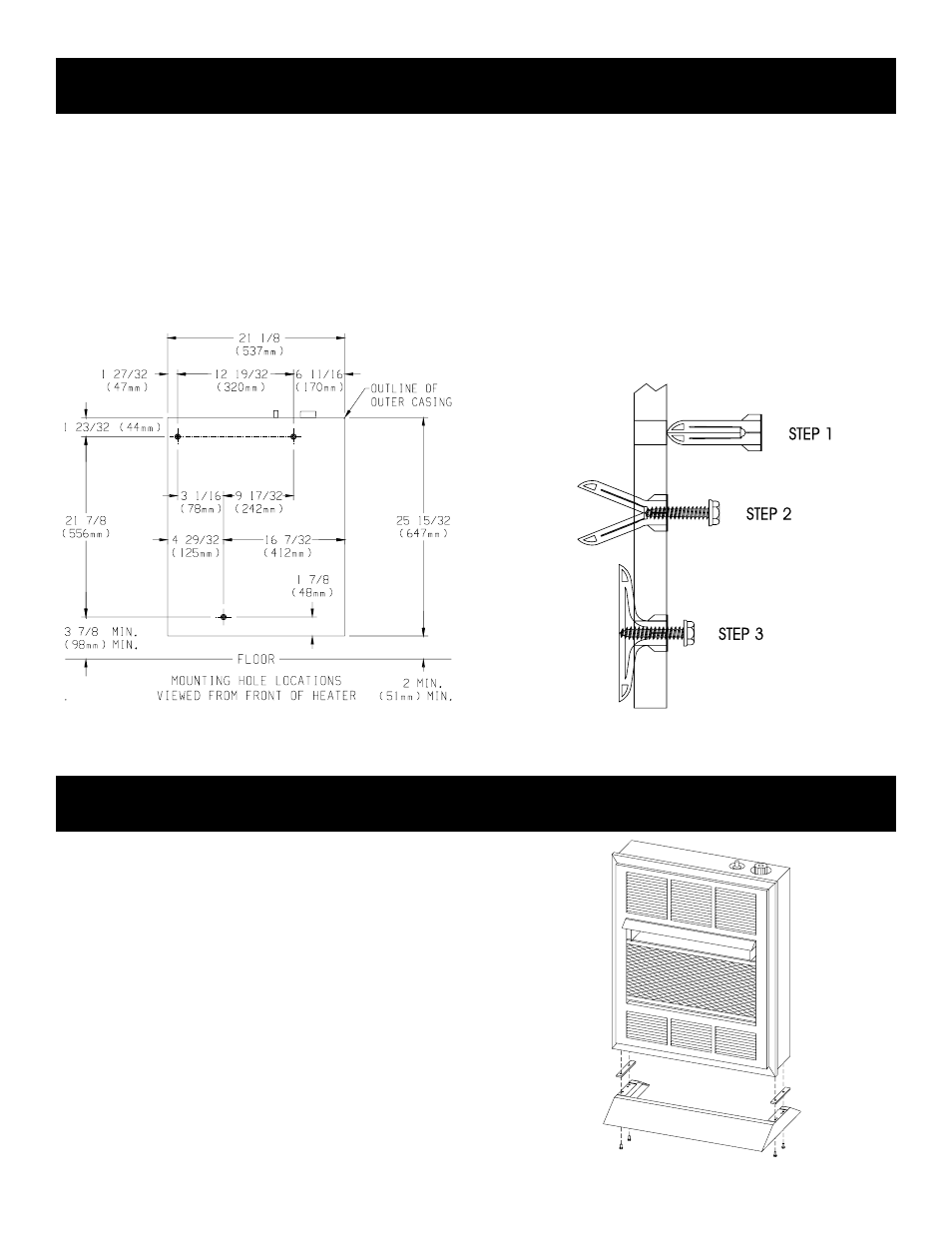 Optional floor stand installation, Wall mount installation | Empire Products COMFORT SYSTEMS EE-25-2 User Manual | Page 9 / 16