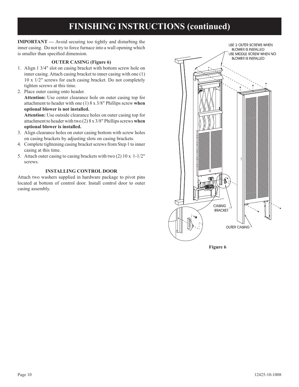 Finishing instructions (continued) | Empire Products GWT-35-2(SG User Manual | Page 10 / 60