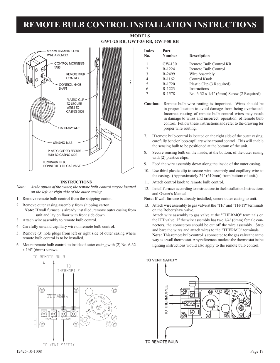 Remote bulb control installation instructions | Empire Products GWT-35-2(SG User Manual | Page 17 / 60