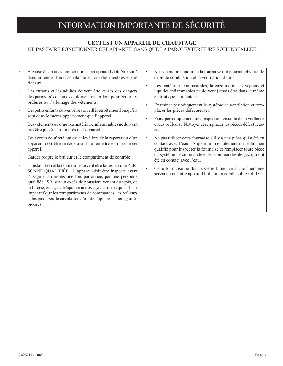 Information importante de sécurité | Empire Products GWT-35-2(SG User Manual | Page 23 / 60