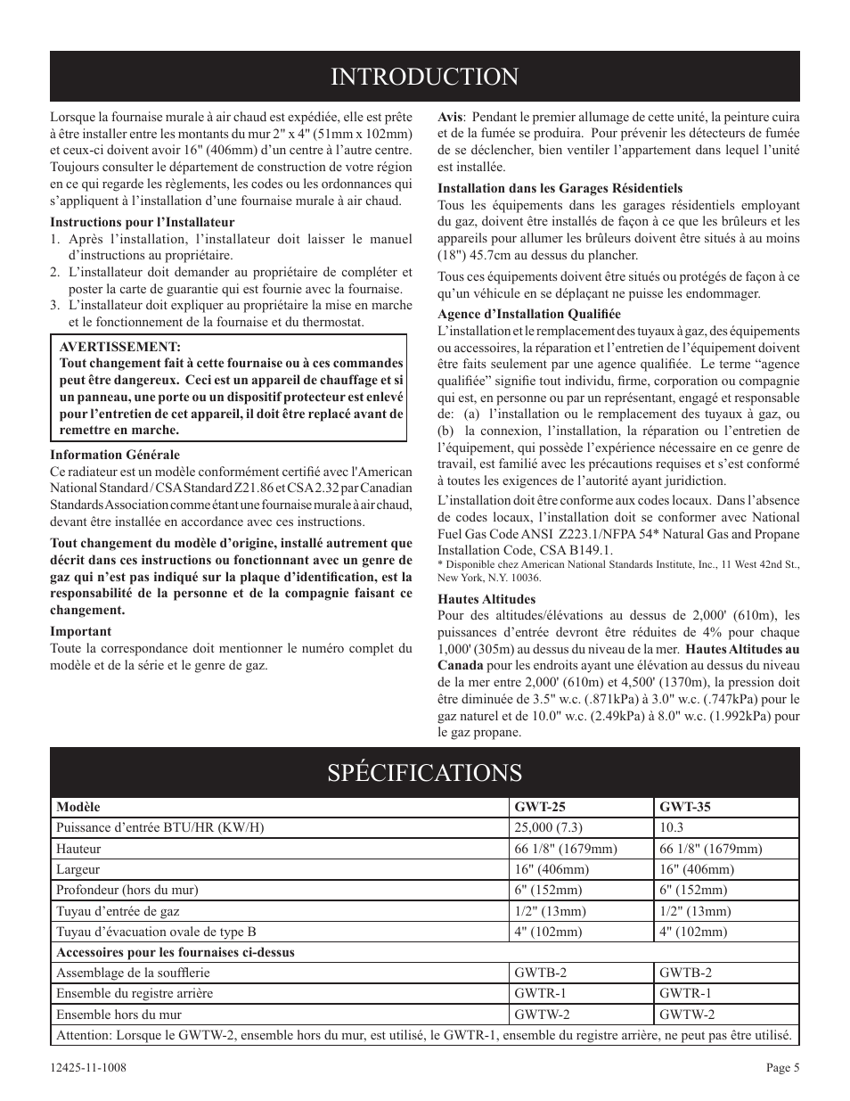 Introduction spécifications | Empire Products GWT-35-2(SG User Manual | Page 25 / 60