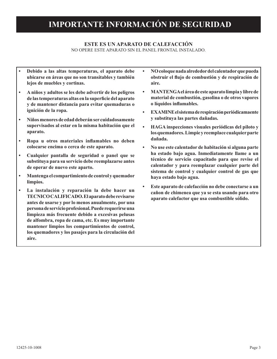 Importante información de seguridad | Empire Products GWT-35-2(SG User Manual | Page 43 / 60