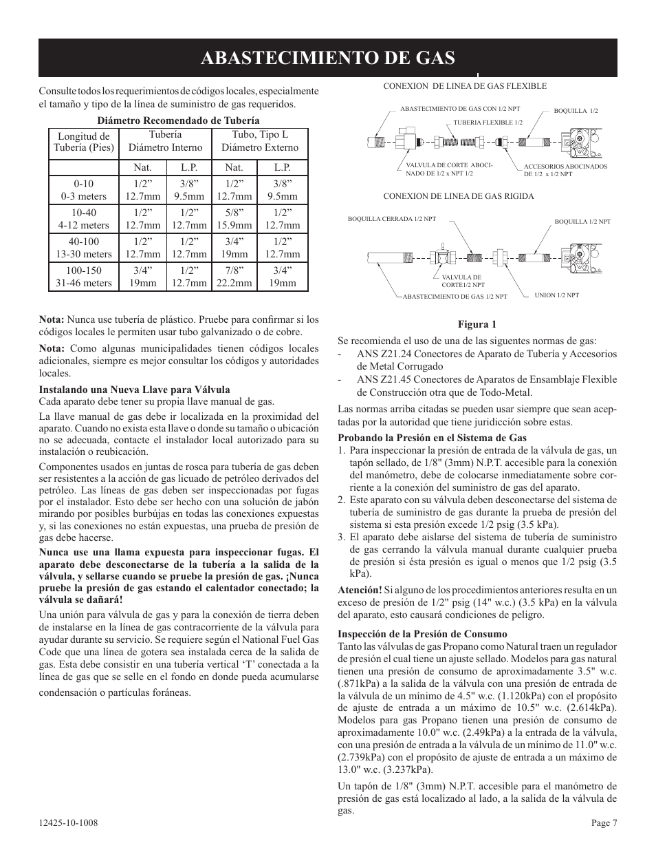 Abastecimiento de gas | Empire Products GWT-35-2(SG User Manual | Page 47 / 60