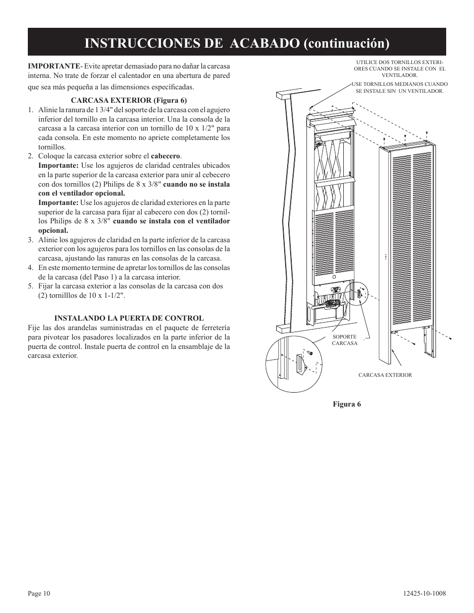 Instrucciones de acabado (continuación) | Empire Products GWT-35-2(SG User Manual | Page 50 / 60