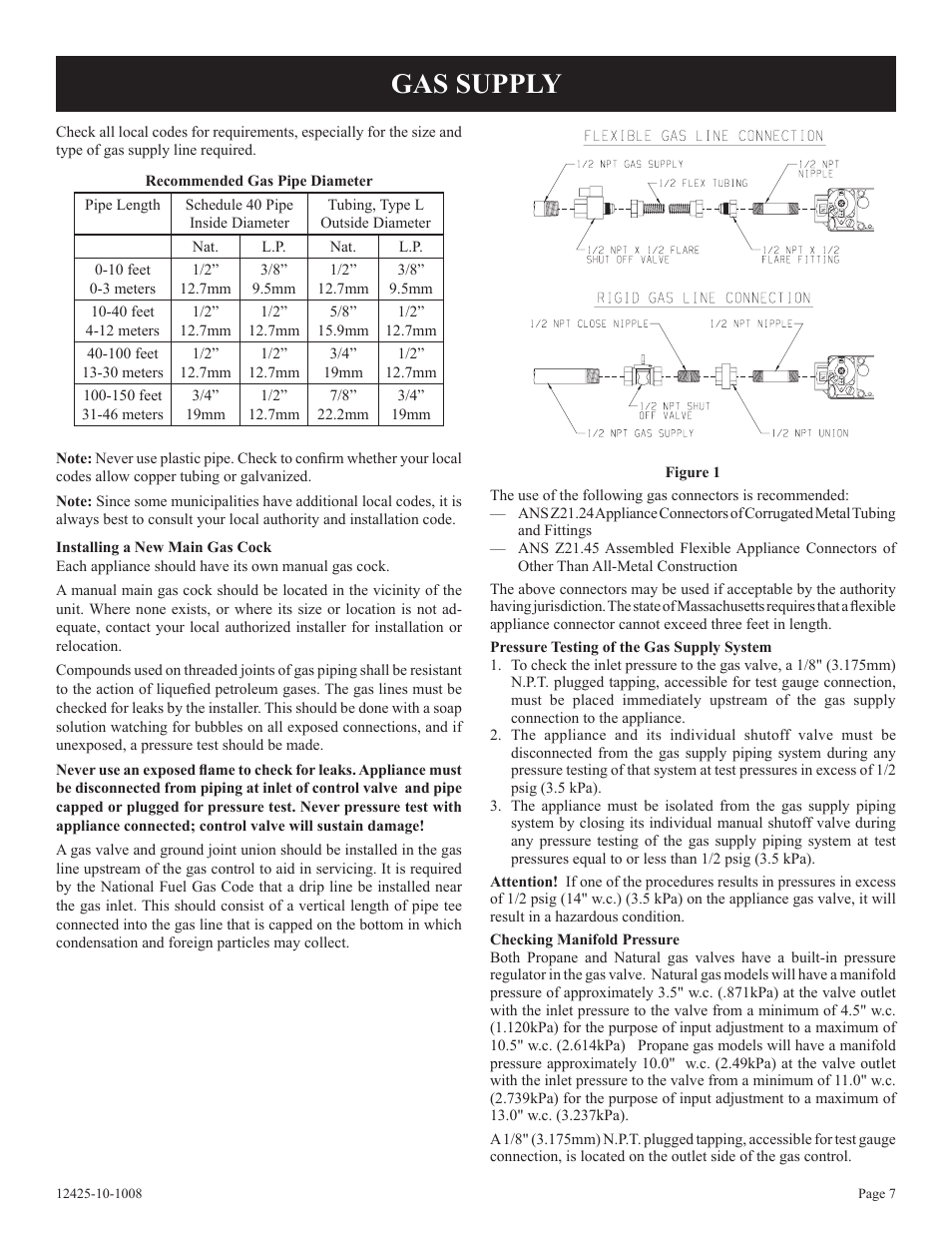Gas supply | Empire Products GWT-35-2(SG User Manual | Page 7 / 60