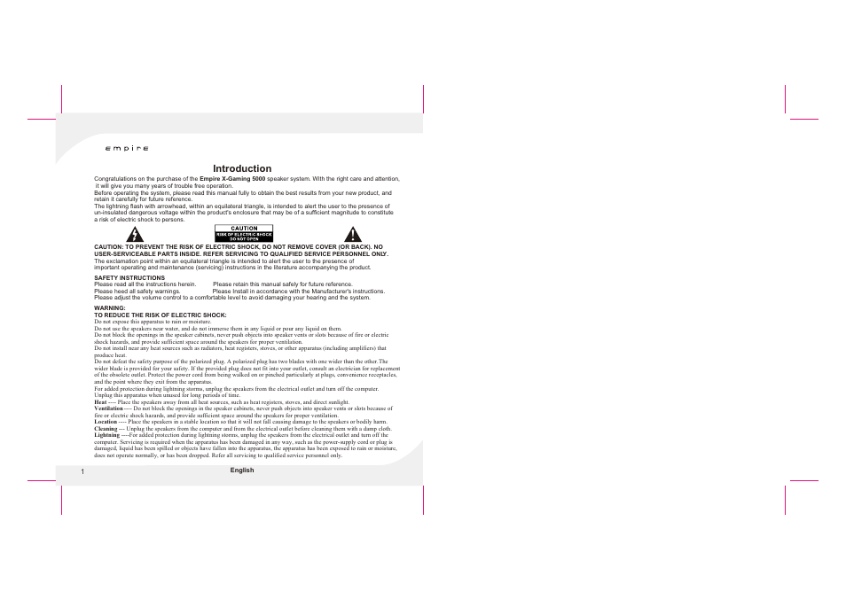 Т³гж 2, Introduction | Empire Products X-GAMING 5000 User Manual | Page 2 / 14