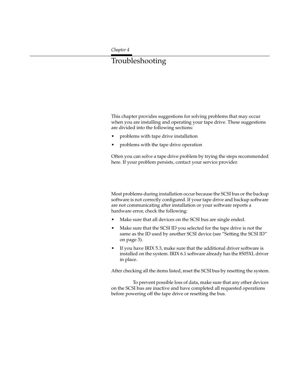 Troubleshooting | Exabyte 8505XL User Manual | Page 37 / 42