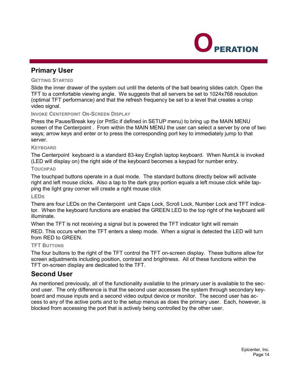 Peration | Epicenter 2x8 User Manual | Page 14 / 25