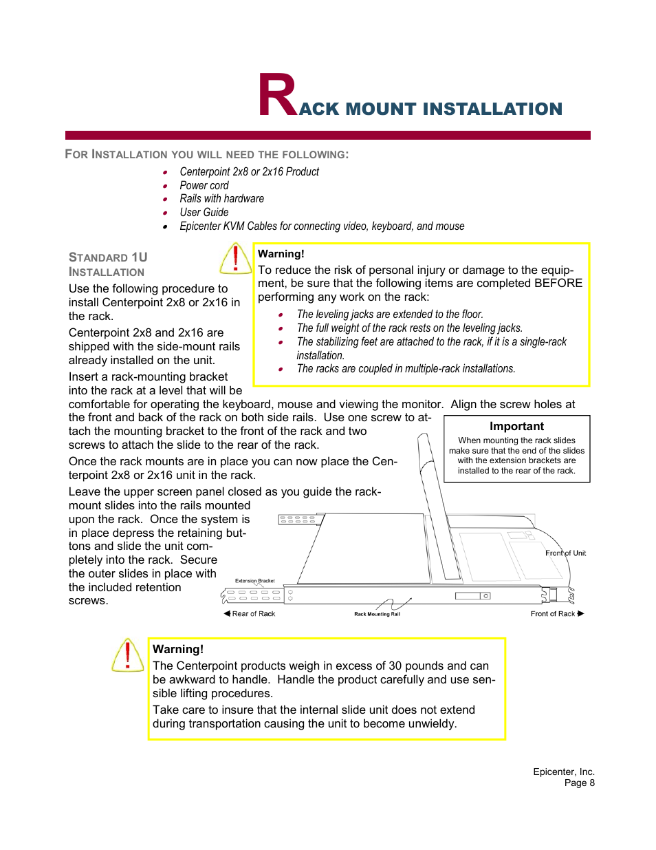 Ack mount installation | Epicenter 2x8 User Manual | Page 8 / 25