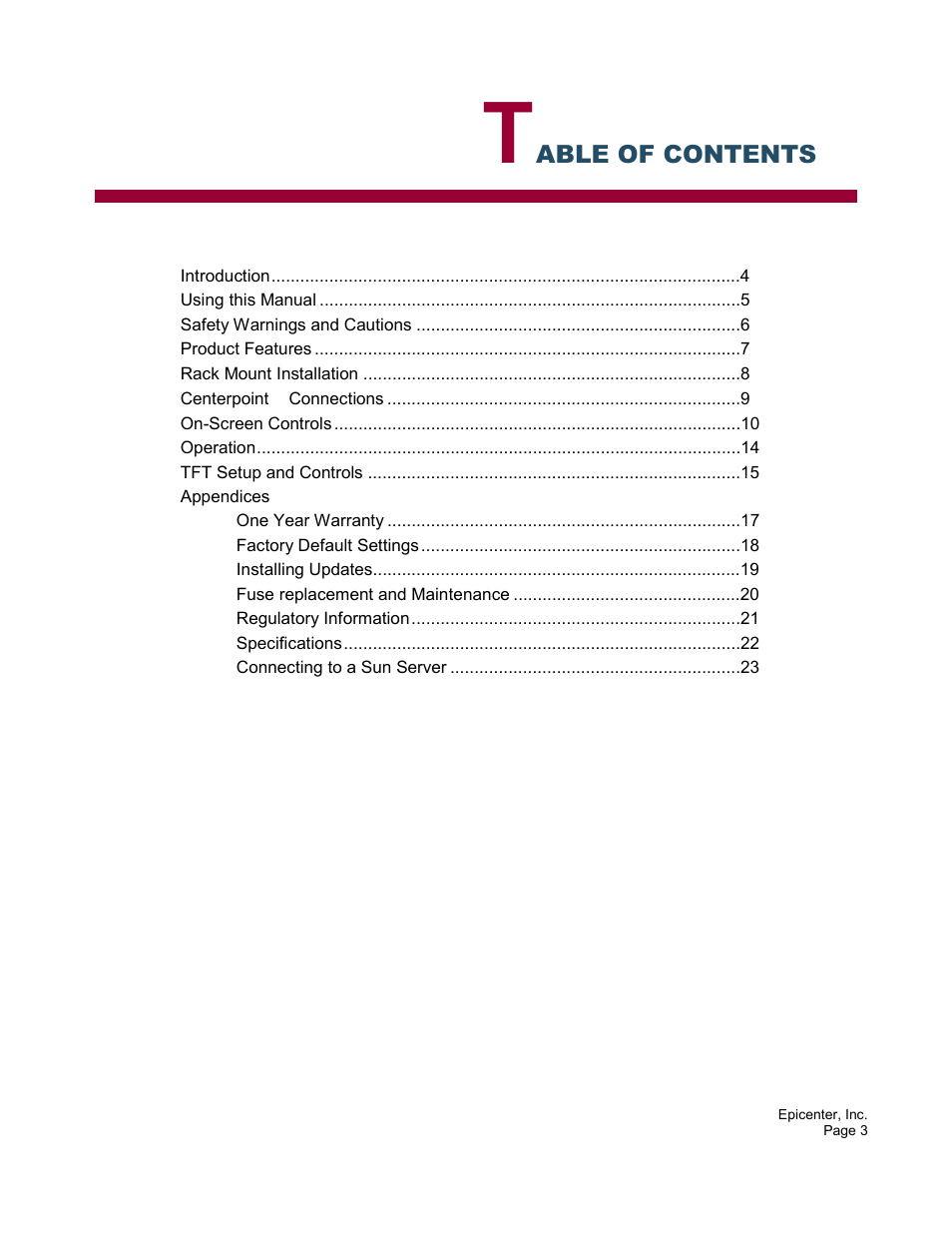 Epicenter Centercade 16 User Manual | Page 3 / 25