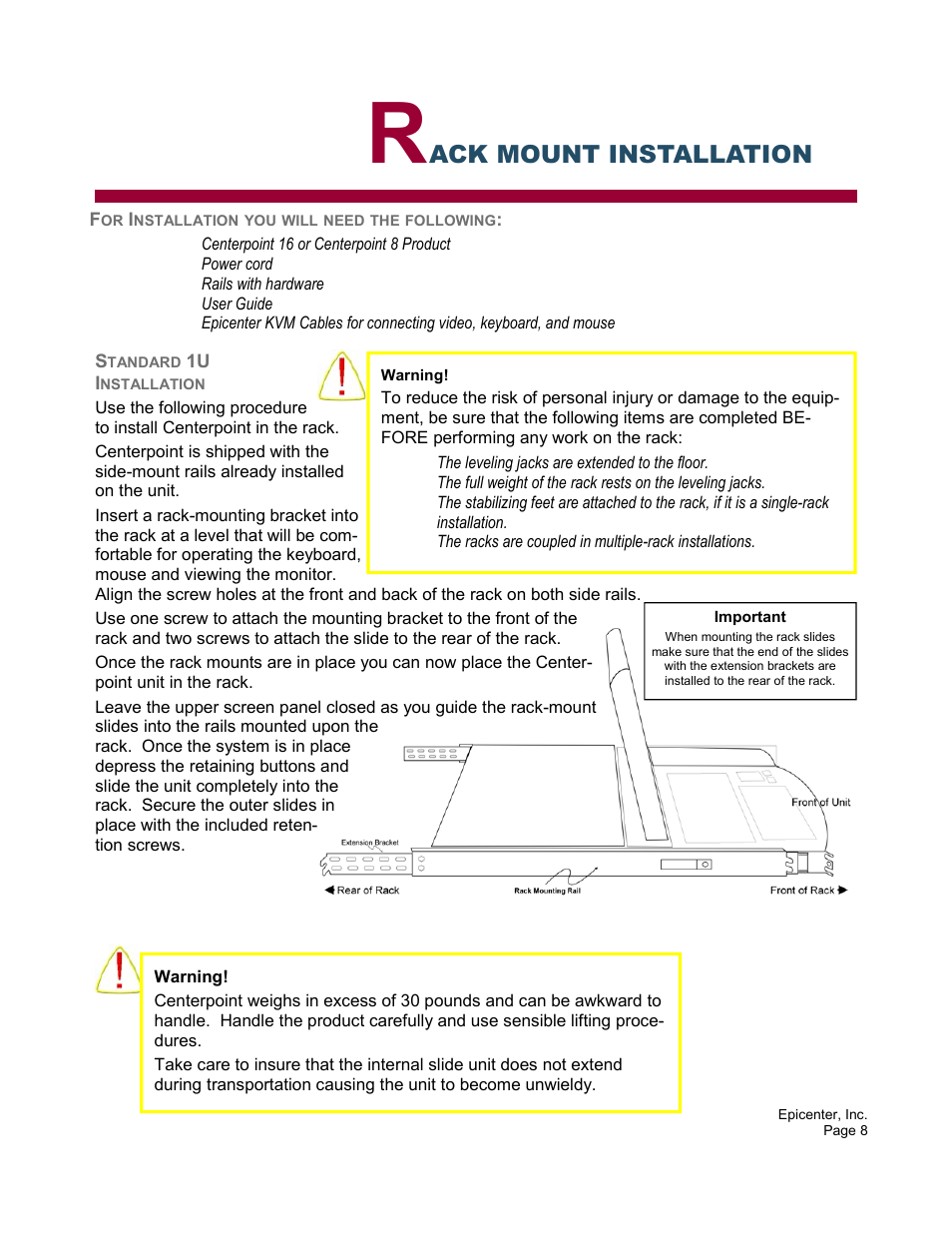 Ack mount installation | Epicenter Centercade 16 User Manual | Page 8 / 25