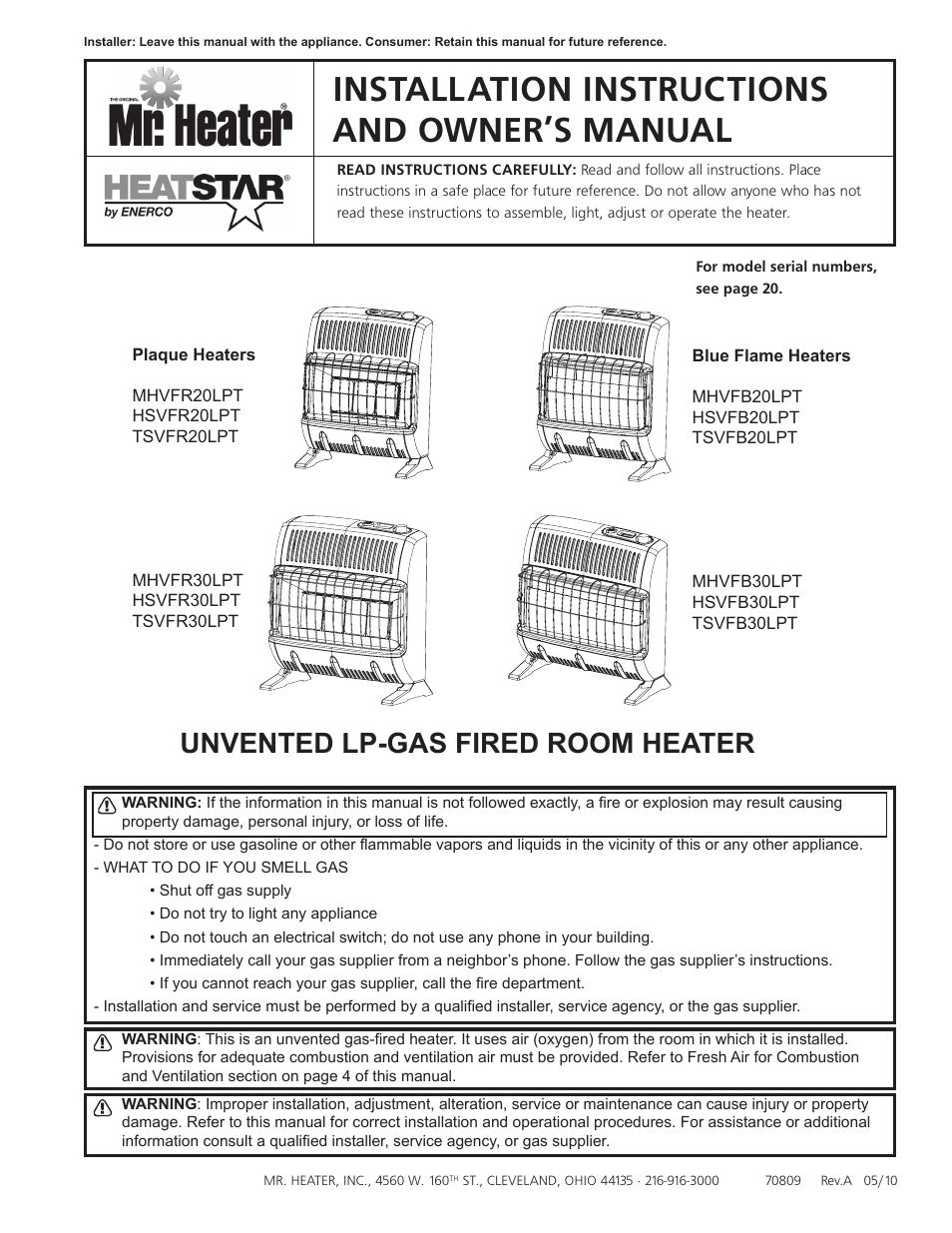 Enerco HSVFR30LPT User Manual | 20 pages