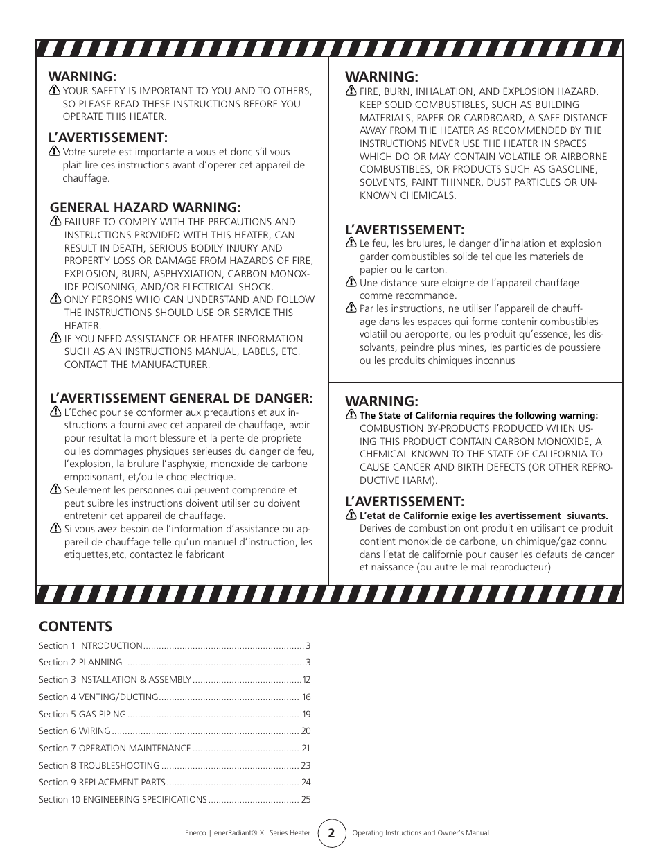 Enerco ERXL-125S User Manual | Page 2 / 28