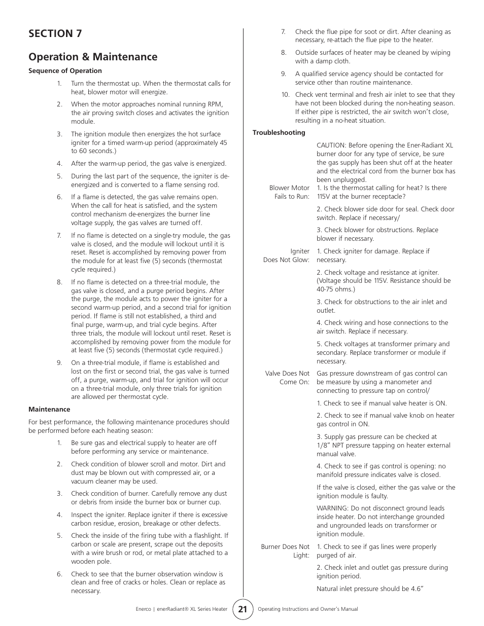 Enerco ERXL-125S User Manual | Page 21 / 28