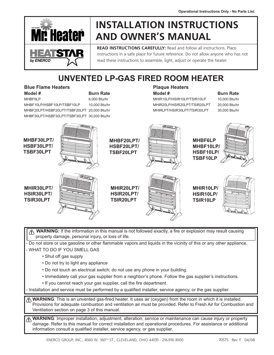 Enerco HSIR30LPT User Manual | 24 pages