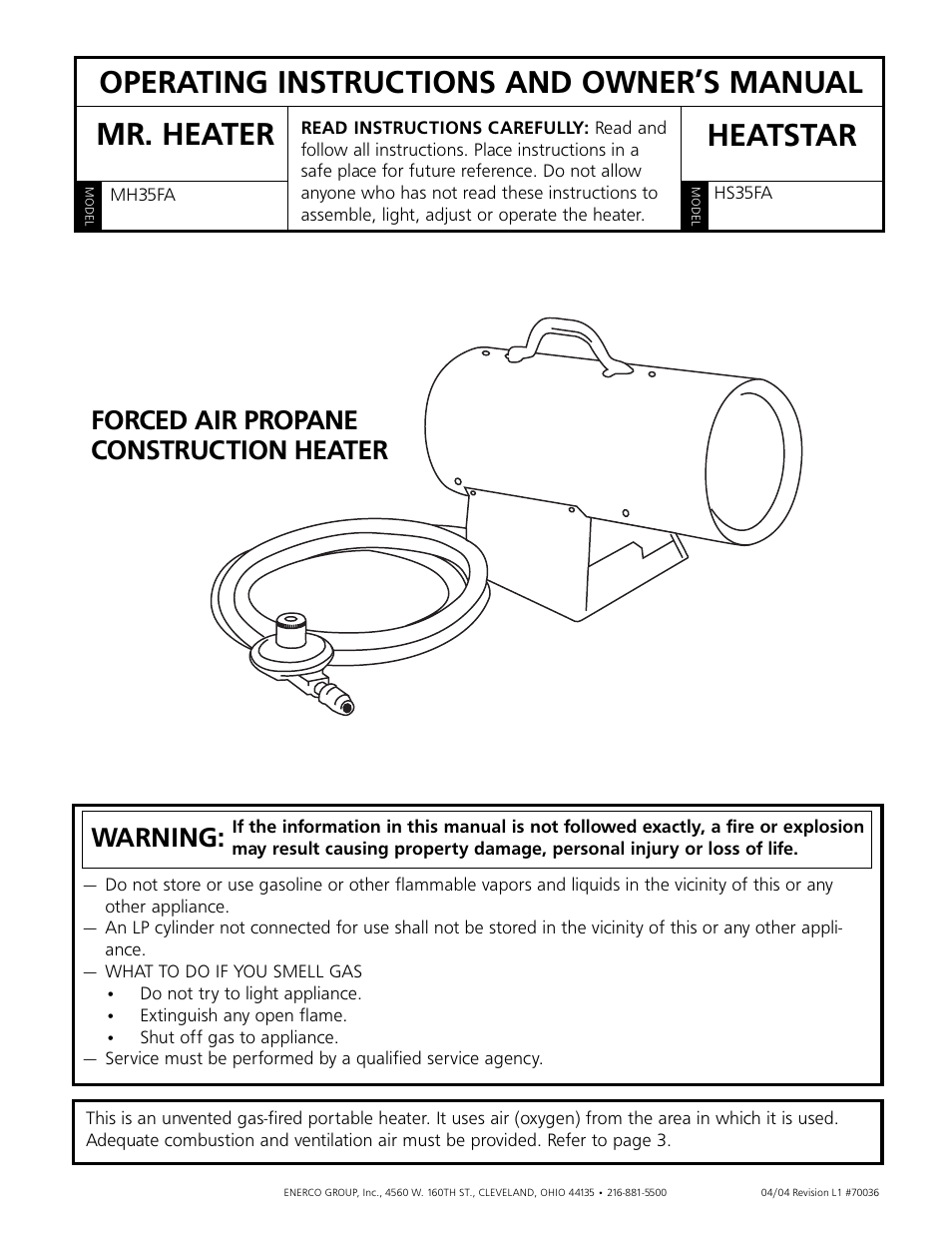 Enerco HS35FA User Manual | 8 pages