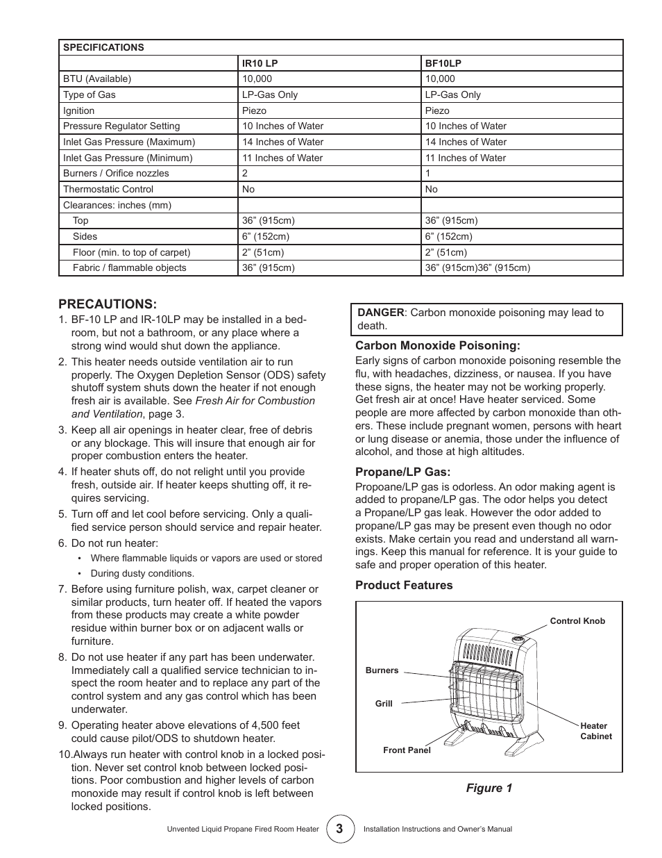 Precautions | Enerco HSVFR10LPT User Manual | Page 3 / 16